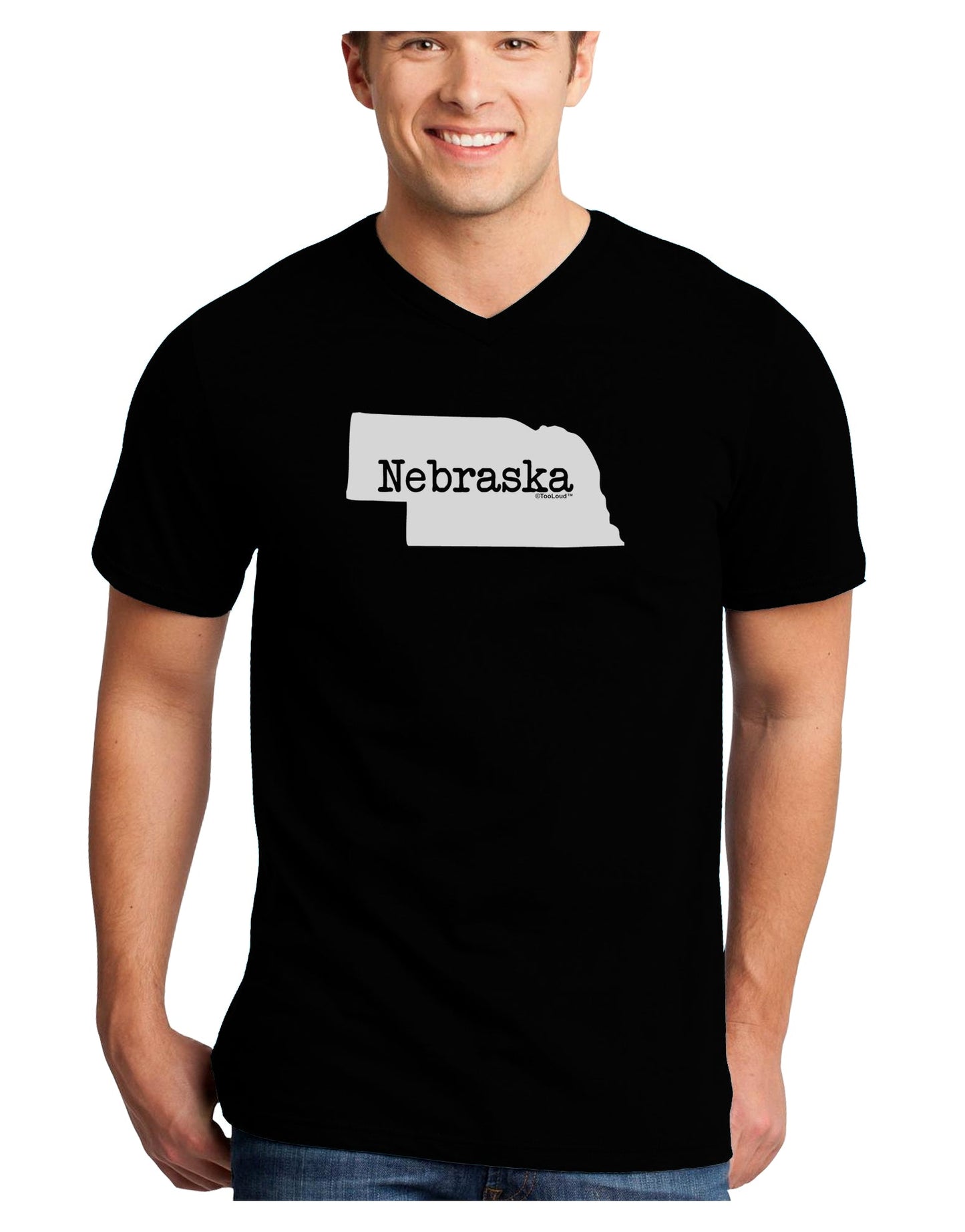 Nebraska - United States Shape Adult Dark V-Neck T-Shirt by TooLoud-Mens V-Neck T-Shirt-TooLoud-Black-Small-Davson Sales