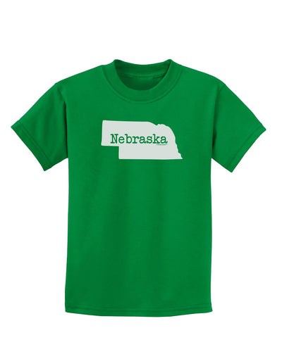 Nebraska - United States Shape Childrens Dark T-Shirt by TooLoud-Childrens T-Shirt-TooLoud-Kelly-Green-X-Small-Davson Sales