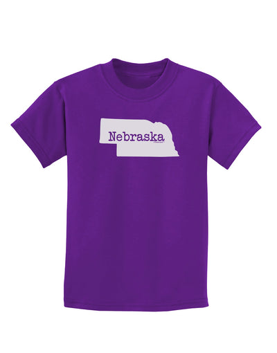 Nebraska - United States Shape Childrens Dark T-Shirt by TooLoud-Childrens T-Shirt-TooLoud-Purple-X-Small-Davson Sales