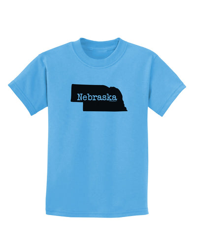 Nebraska - United States Shape Childrens T-Shirt by TooLoud-Childrens T-Shirt-TooLoud-Aquatic-Blue-X-Small-Davson Sales