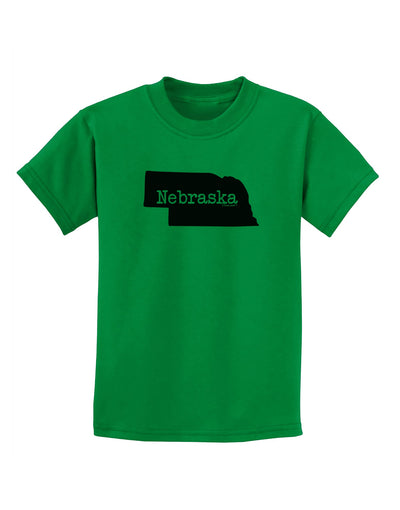 Nebraska - United States Shape Childrens T-Shirt by TooLoud-Childrens T-Shirt-TooLoud-Kelly-Green-X-Small-Davson Sales