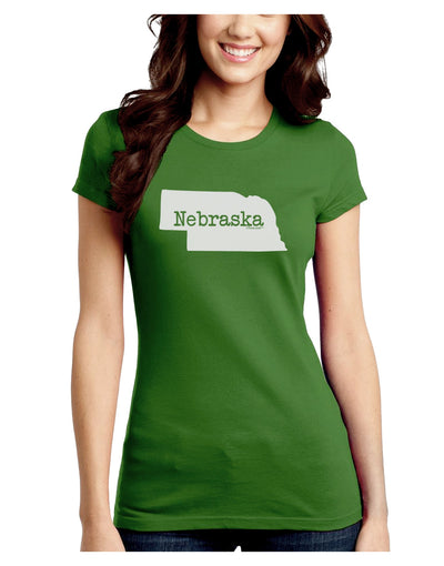 Nebraska - United States Shape Juniors Crew Dark T-Shirt by TooLoud-T-Shirts Juniors Tops-TooLoud-Kiwi-Green-Juniors Fitted X-Small-Davson Sales