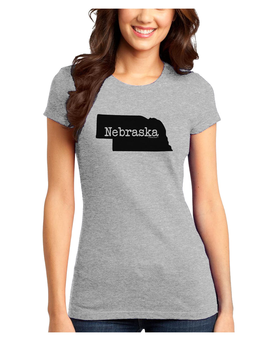 Nebraska - United States Shape Juniors T-Shirt by TooLoud-Womens Juniors T-Shirt-TooLoud-White-Juniors Fitted X-Small-Davson Sales