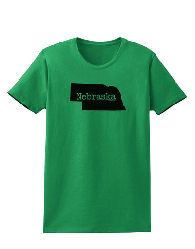 Nebraska - United States Shape Womens T-Shirt by TooLoud-Womens T-Shirt-TooLoud-Kelly-Green-X-Small-Davson Sales