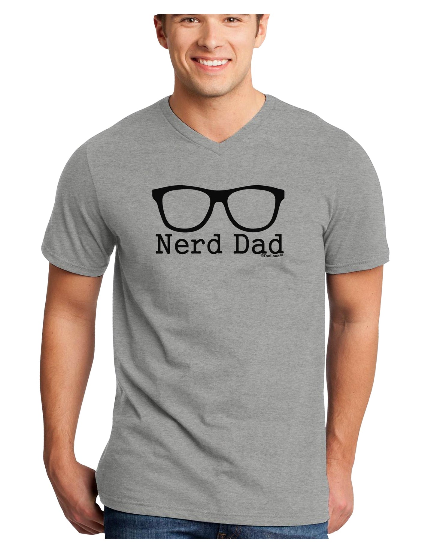 Nerd Dad - Glasses Adult V-Neck T-shirt by TooLoud-Mens V-Neck T-Shirt-TooLoud-HeatherGray-Small-Davson Sales