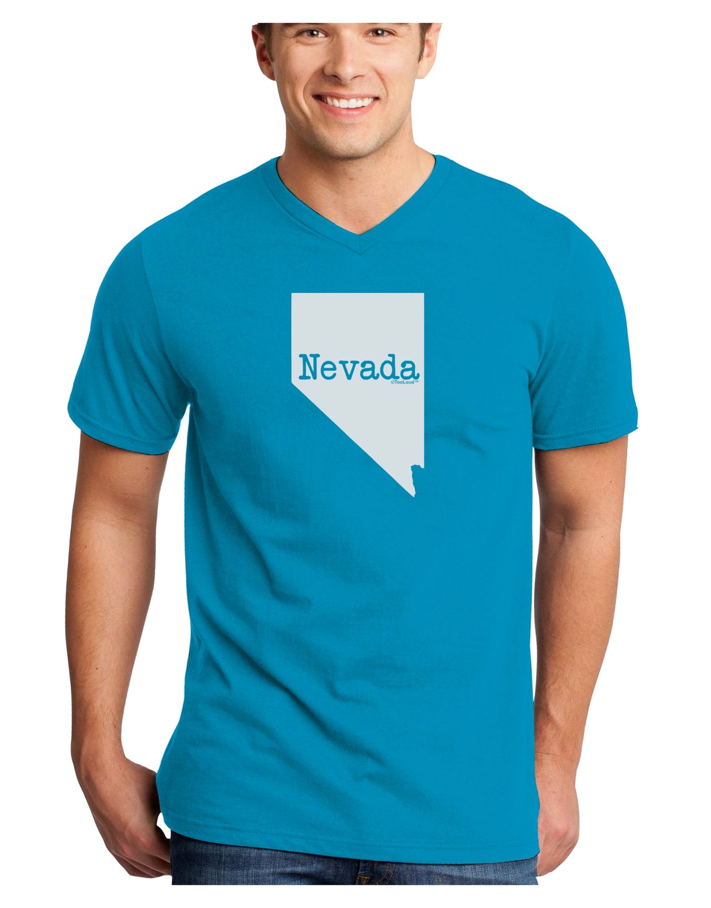 Nevada - United States Shape Adult Dark V-Neck T-Shirt by TooLoud-Mens V-Neck T-Shirt-TooLoud-Turquoise-Small-Davson Sales
