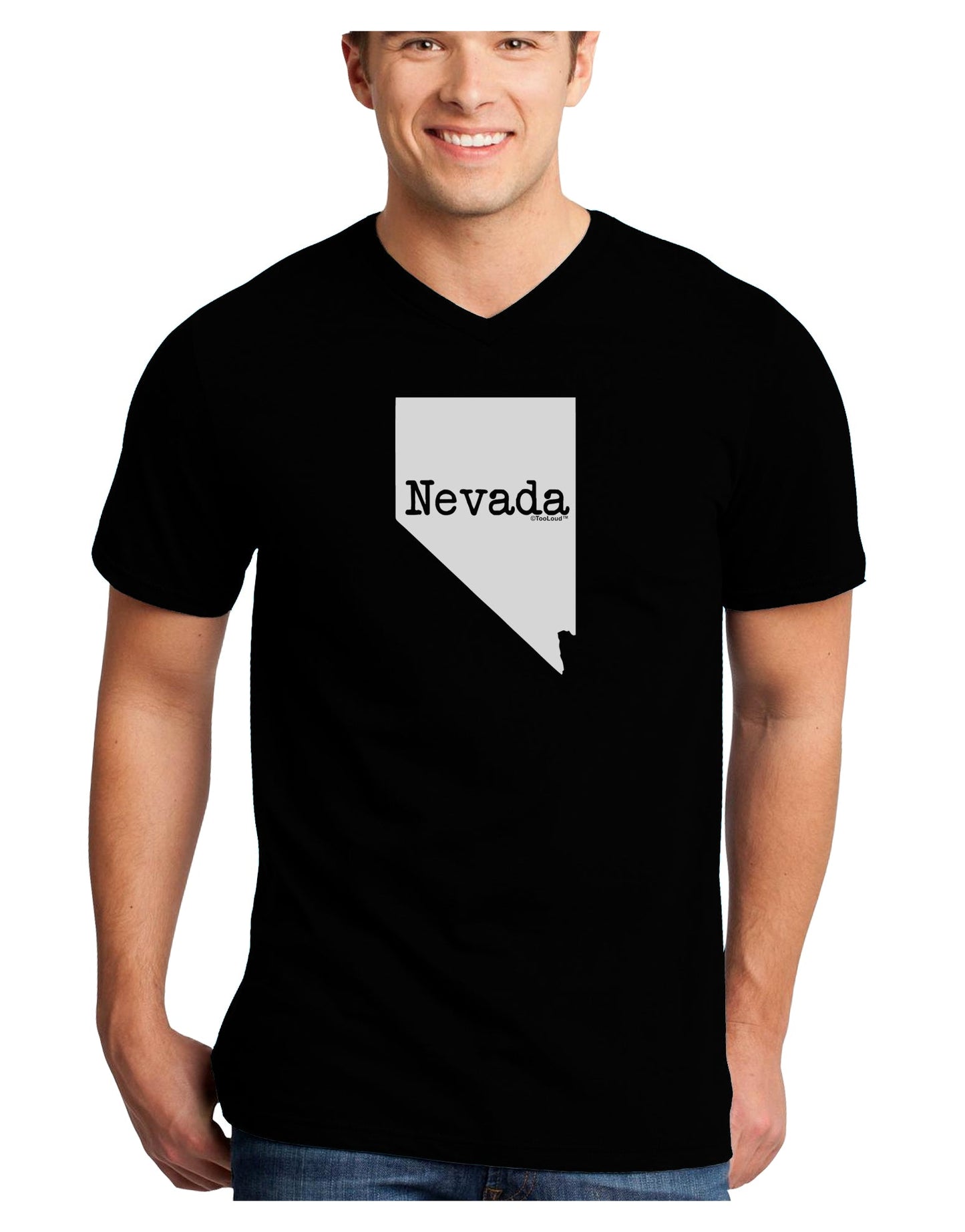 Nevada - United States Shape Adult Dark V-Neck T-Shirt by TooLoud-Mens V-Neck T-Shirt-TooLoud-Black-Small-Davson Sales