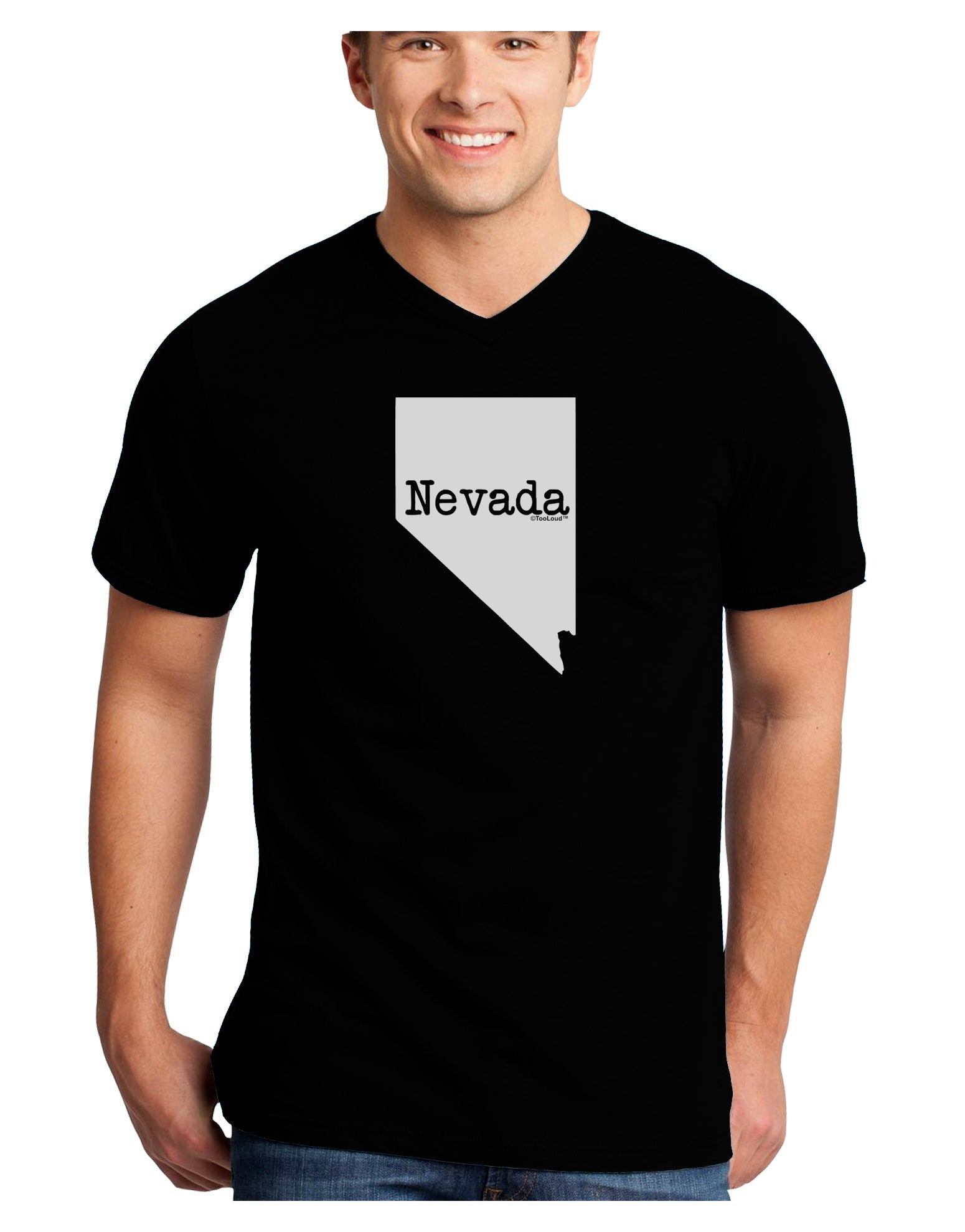 Nevada - United States Shape Adult Dark V-Neck T-Shirt by TooLoud-Mens V-Neck T-Shirt-TooLoud-Black-Small-Davson Sales