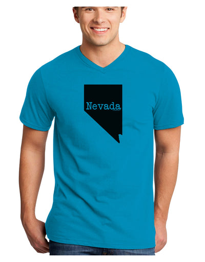 Nevada - United States Shape Adult V-Neck T-shirt by TooLoud-Mens V-Neck T-Shirt-TooLoud-Turquoise-Small-Davson Sales