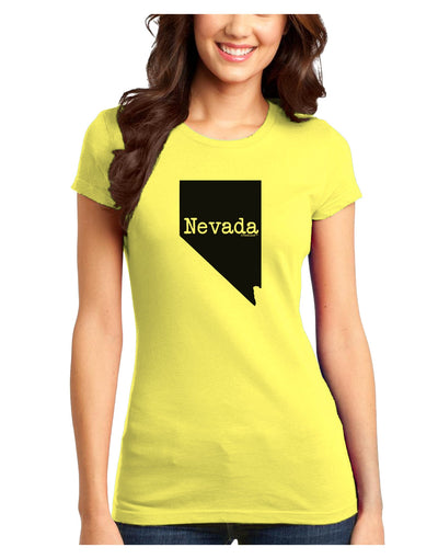 Nevada - United States Shape Juniors T-Shirt by TooLoud-Womens Juniors T-Shirt-TooLoud-Yellow-Juniors Fitted X-Small-Davson Sales