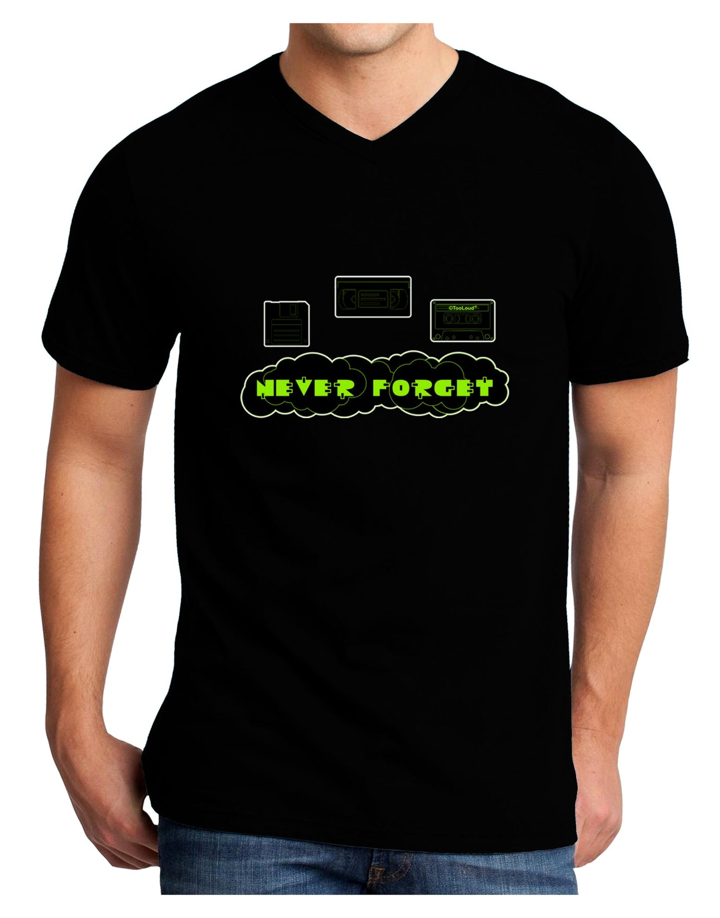 Never Forget Retro 80's Funny Adult Dark V-Neck T-Shirt by TooLoud-Mens V-Neck T-Shirt-TooLoud-Black-Small-Davson Sales