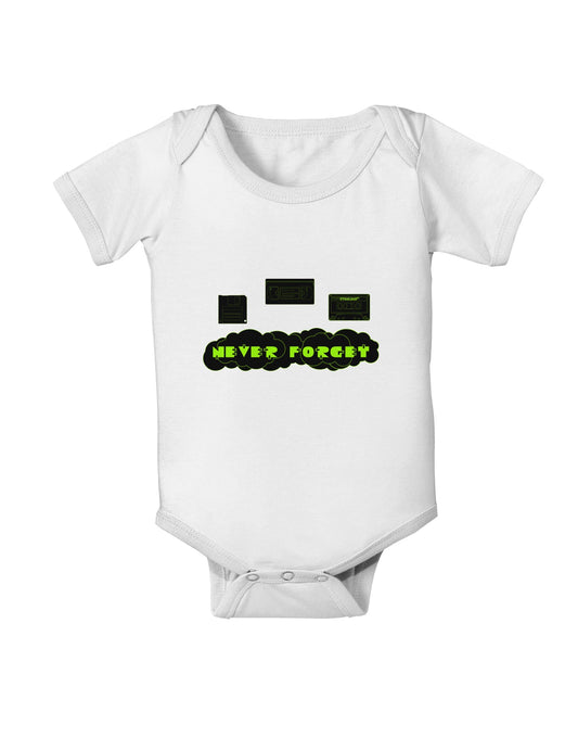 Never Forget Retro 80's Funny Baby Romper Bodysuit by TooLoud-Baby Romper-TooLoud-White-06-Months-Davson Sales