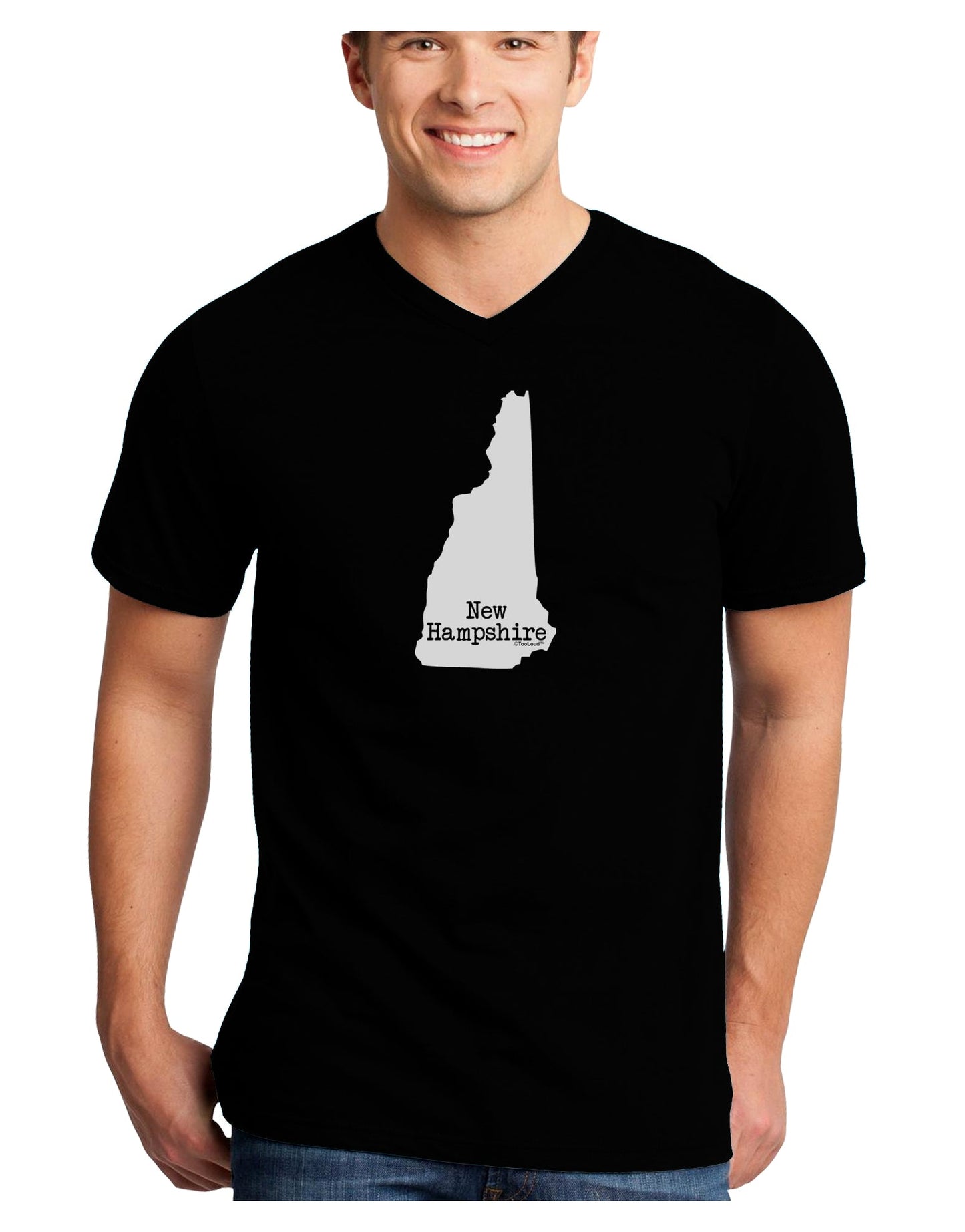 New Hampshire - United States Shape Adult Dark V-Neck T-Shirt by TooLoud-Mens V-Neck T-Shirt-TooLoud-Black-Small-Davson Sales