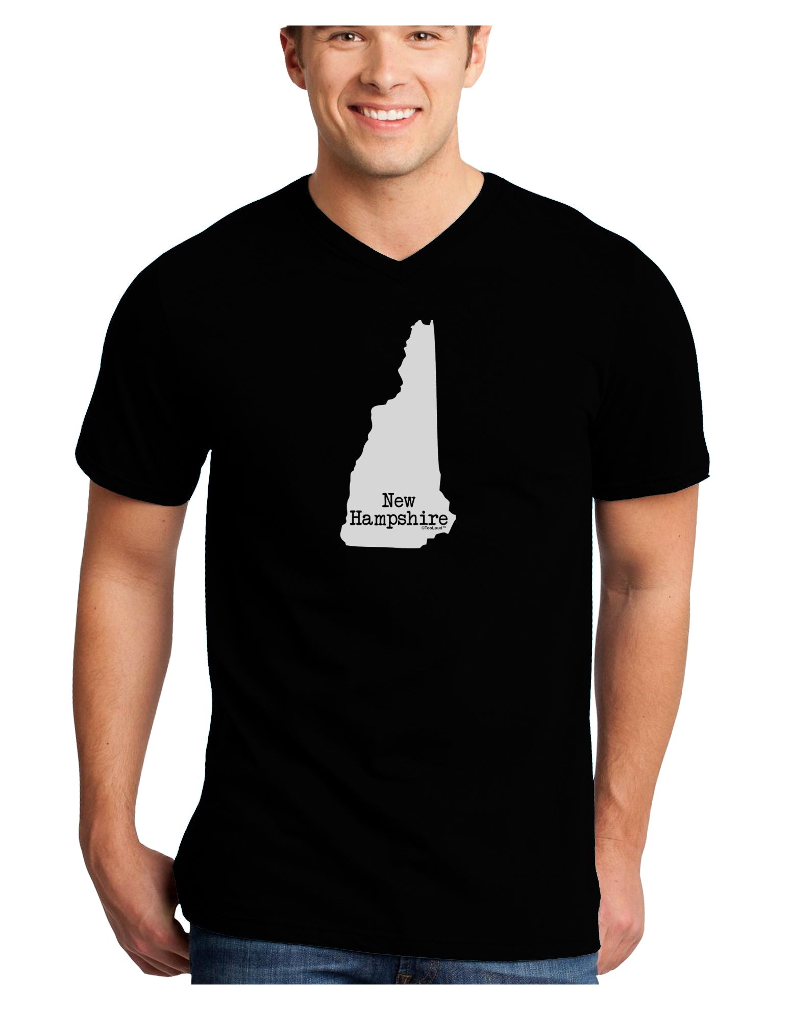 New Hampshire - United States Shape Adult Dark V-Neck T-Shirt by TooLoud-Mens V-Neck T-Shirt-TooLoud-Black-Small-Davson Sales