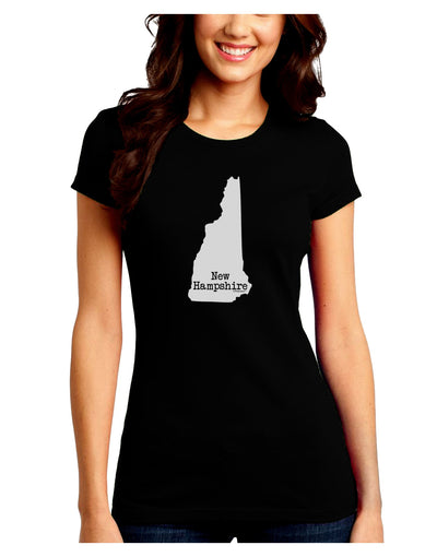 New Hampshire - United States Shape Juniors Crew Dark T-Shirt by TooLoud-T-Shirts Juniors Tops-TooLoud-Black-Juniors Fitted Small-Davson Sales