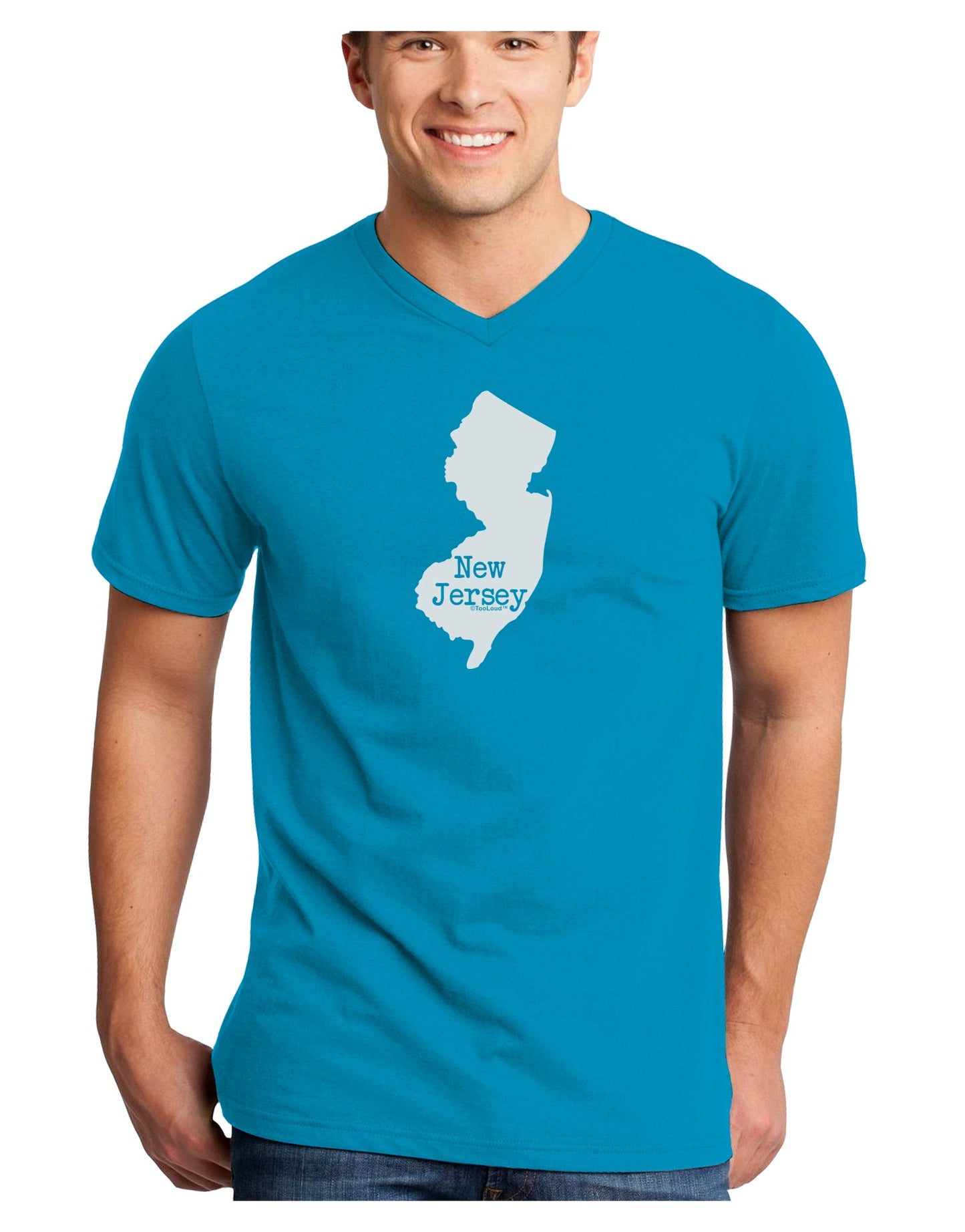 New Jersey - United States Shape Adult Dark V-Neck T-Shirt by TooLoud-Mens V-Neck T-Shirt-TooLoud-Turquoise-Small-Davson Sales