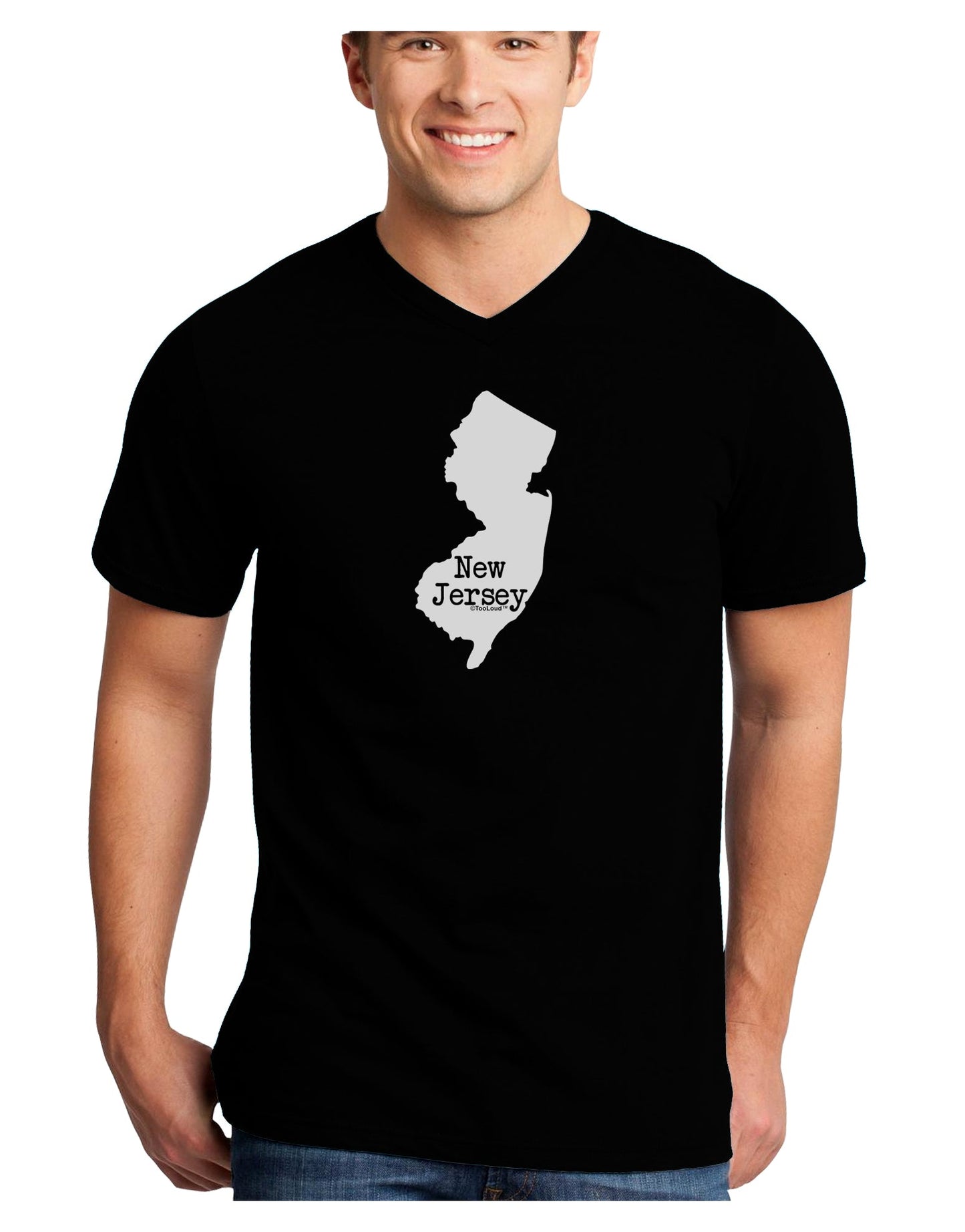 New Jersey - United States Shape Adult Dark V-Neck T-Shirt by TooLoud-Mens V-Neck T-Shirt-TooLoud-Black-Small-Davson Sales