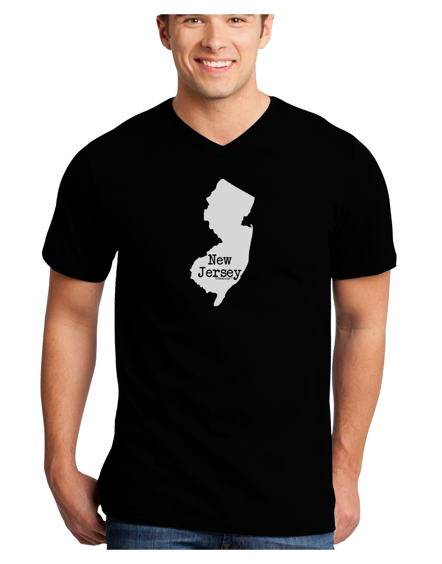 New Jersey - United States Shape Adult Dark V-Neck T-Shirt by TooLoud-Mens V-Neck T-Shirt-TooLoud-Black-Small-Davson Sales