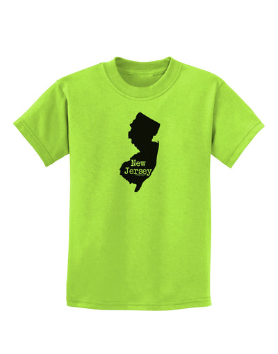 New Jersey - United States Shape Childrens T-Shirt by TooLoud-Childrens T-Shirt-TooLoud-Lime-Green-X-Small-Davson Sales