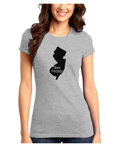 New Jersey - United States Shape Juniors T-Shirt by TooLoud-Womens Juniors T-Shirt-TooLoud-Ash-Gray-Juniors Fitted X-Small-Davson Sales