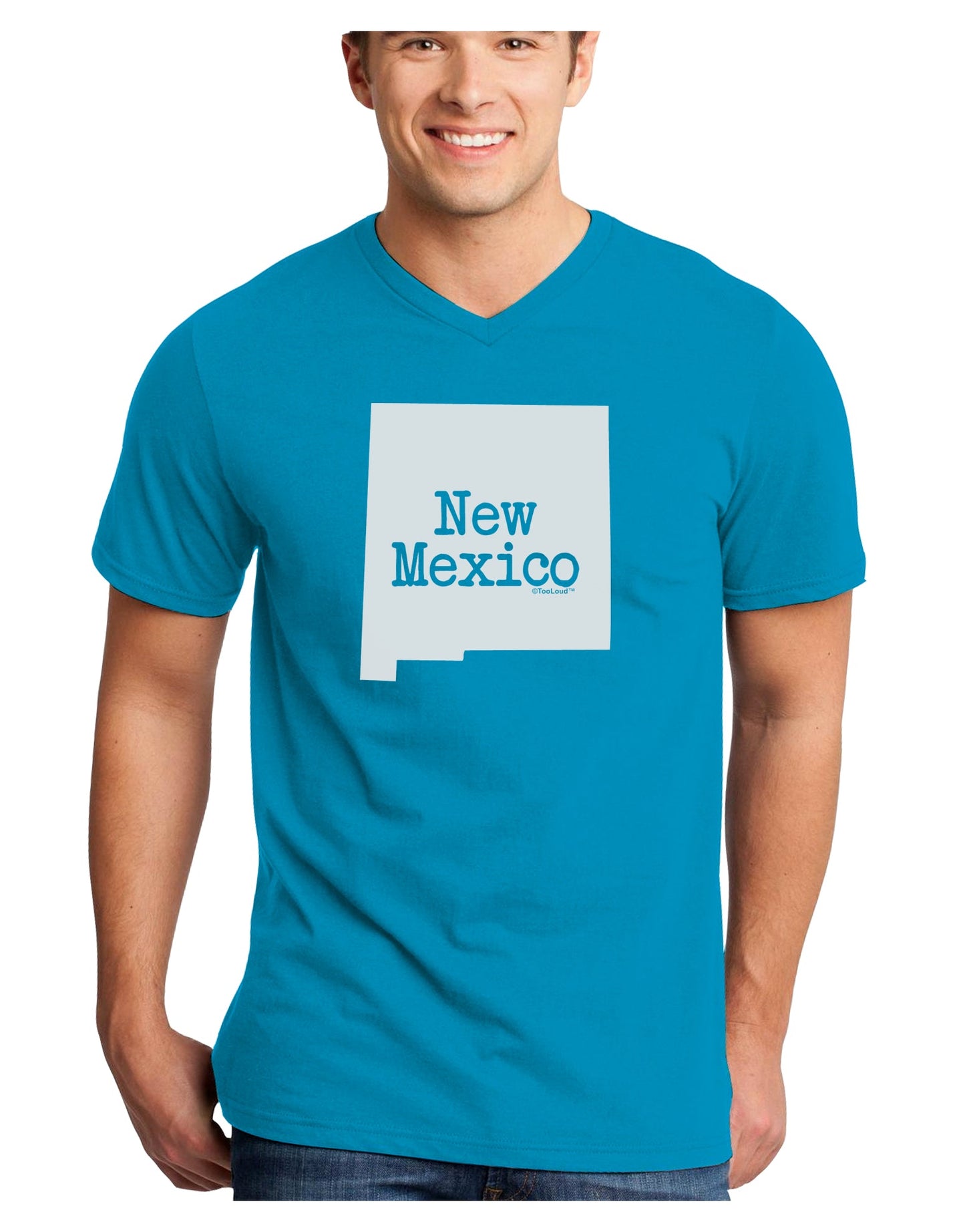 New Mexico - United States Shape Adult Dark V-Neck T-Shirt by TooLoud-Mens V-Neck T-Shirt-TooLoud-Turquoise-Small-Davson Sales
