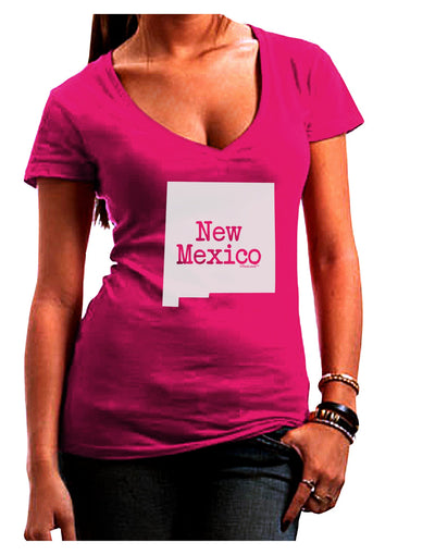 New Mexico - United States Shape Juniors V-Neck Dark T-Shirt by TooLoud-Womens V-Neck T-Shirts-TooLoud-Hot-Pink-Juniors Fitted Small-Davson Sales