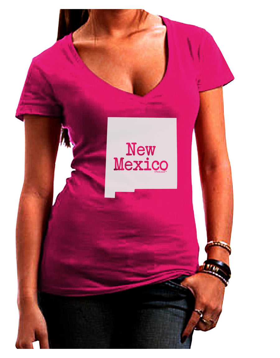 New Mexico - United States Shape Juniors V-Neck Dark T-Shirt by TooLoud-Womens V-Neck T-Shirts-TooLoud-Black-Juniors Fitted Small-Davson Sales