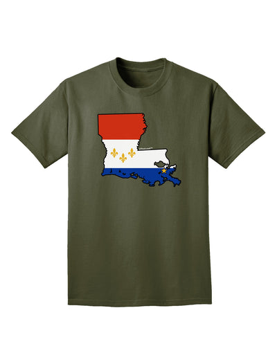 New Orleans Louisiana Flag Adult Dark T-Shirt-Mens T-Shirt-TooLoud-Military-Green-Small-Davson Sales