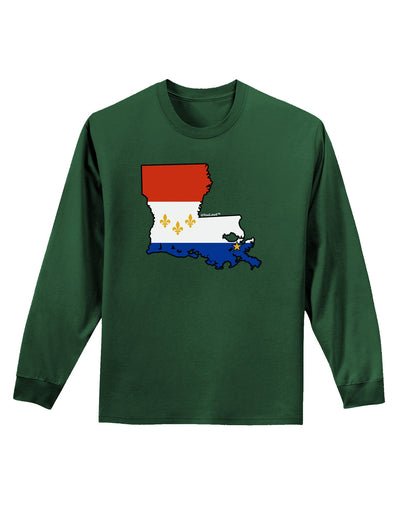 New Orleans Louisiana Flag Adult Long Sleeve Dark T-Shirt-TooLoud-Dark-Green-Small-Davson Sales