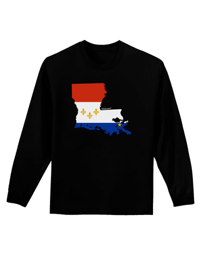 New Orleans Louisiana Flag Adult Long Sleeve Dark T-Shirt-TooLoud-Black-Small-Davson Sales