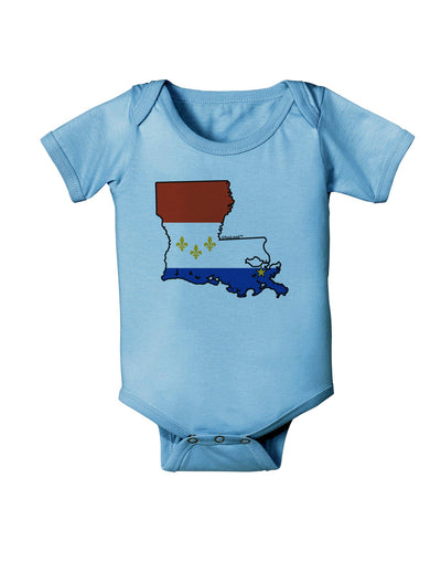 New Orleans Louisiana Flag Baby Romper Bodysuit-Baby Romper-TooLoud-LightBlue-06-Months-Davson Sales