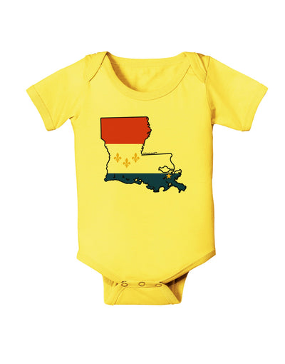 New Orleans Louisiana Flag Baby Romper Bodysuit-Baby Romper-TooLoud-Yellow-06-Months-Davson Sales