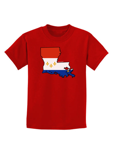 New Orleans Louisiana Flag Childrens Dark T-Shirt-Childrens T-Shirt-TooLoud-Red-X-Small-Davson Sales