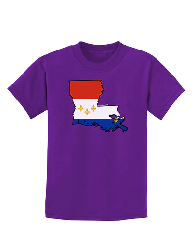 New Orleans Louisiana Flag Childrens Dark T-Shirt-Childrens T-Shirt-TooLoud-Purple-X-Small-Davson Sales