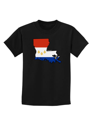 New Orleans Louisiana Flag Childrens Dark T-Shirt-Childrens T-Shirt-TooLoud-Black-X-Small-Davson Sales