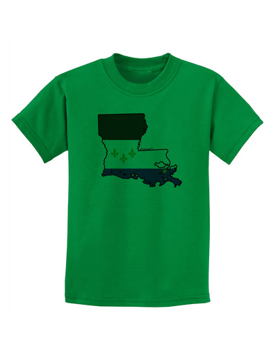 New Orleans Louisiana Flag Childrens T-Shirt-Childrens T-Shirt-TooLoud-Kelly-Green-X-Small-Davson Sales