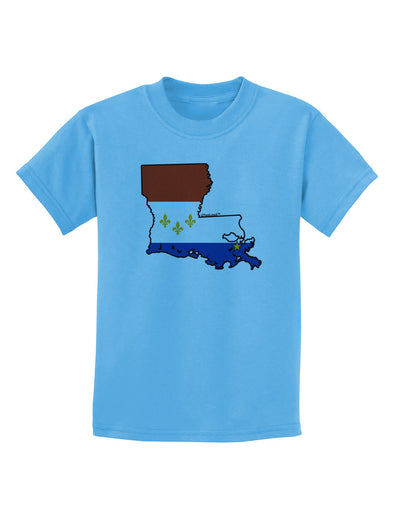 New Orleans Louisiana Flag Childrens T-Shirt-Childrens T-Shirt-TooLoud-Aquatic-Blue-X-Small-Davson Sales