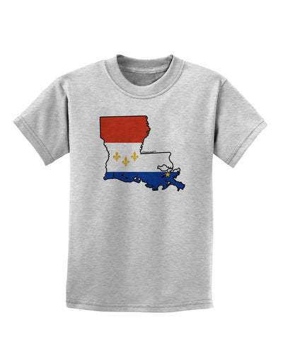 New Orleans Louisiana Flag Childrens T-Shirt-Childrens T-Shirt-TooLoud-AshGray-X-Small-Davson Sales