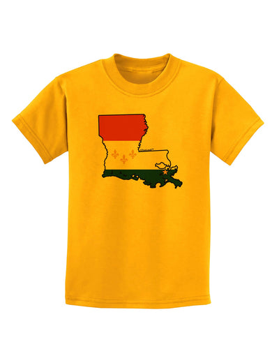 New Orleans Louisiana Flag Childrens T-Shirt-Childrens T-Shirt-TooLoud-Gold-X-Small-Davson Sales