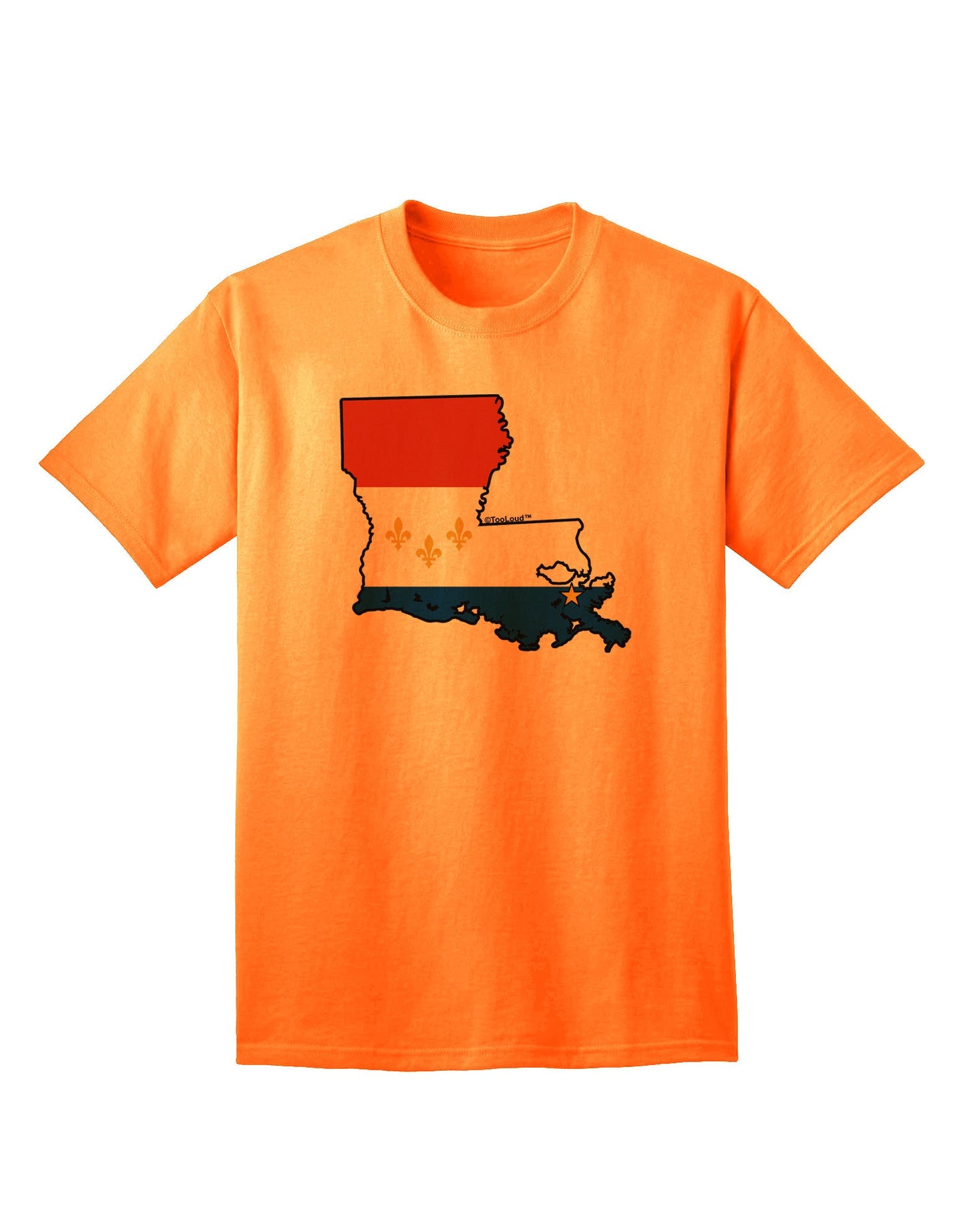 New Orleans Louisiana Flag - Premium Adult T-Shirt Collection-Mens T-shirts-TooLoud-Neon-Orange-Small-Davson Sales