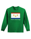 New Orleans Louisiana Flag Text Adult Long Sleeve Dark T-Shirt-TooLoud-Kelly-Green-Small-Davson Sales