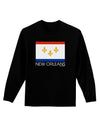 New Orleans Louisiana Flag Text Adult Long Sleeve Dark T-Shirt-TooLoud-Black-Small-Davson Sales