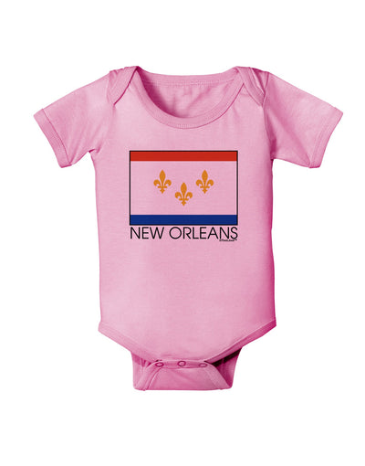 New Orleans Louisiana Flag Text Baby Romper Bodysuit-Baby Romper-TooLoud-Pink-06-Months-Davson Sales