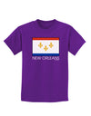 New Orleans Louisiana Flag Text Childrens Dark T-Shirt-Childrens T-Shirt-TooLoud-Purple-X-Small-Davson Sales