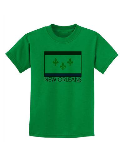 New Orleans Louisiana Flag Text Childrens T-Shirt-Childrens T-Shirt-TooLoud-Kelly-Green-X-Small-Davson Sales