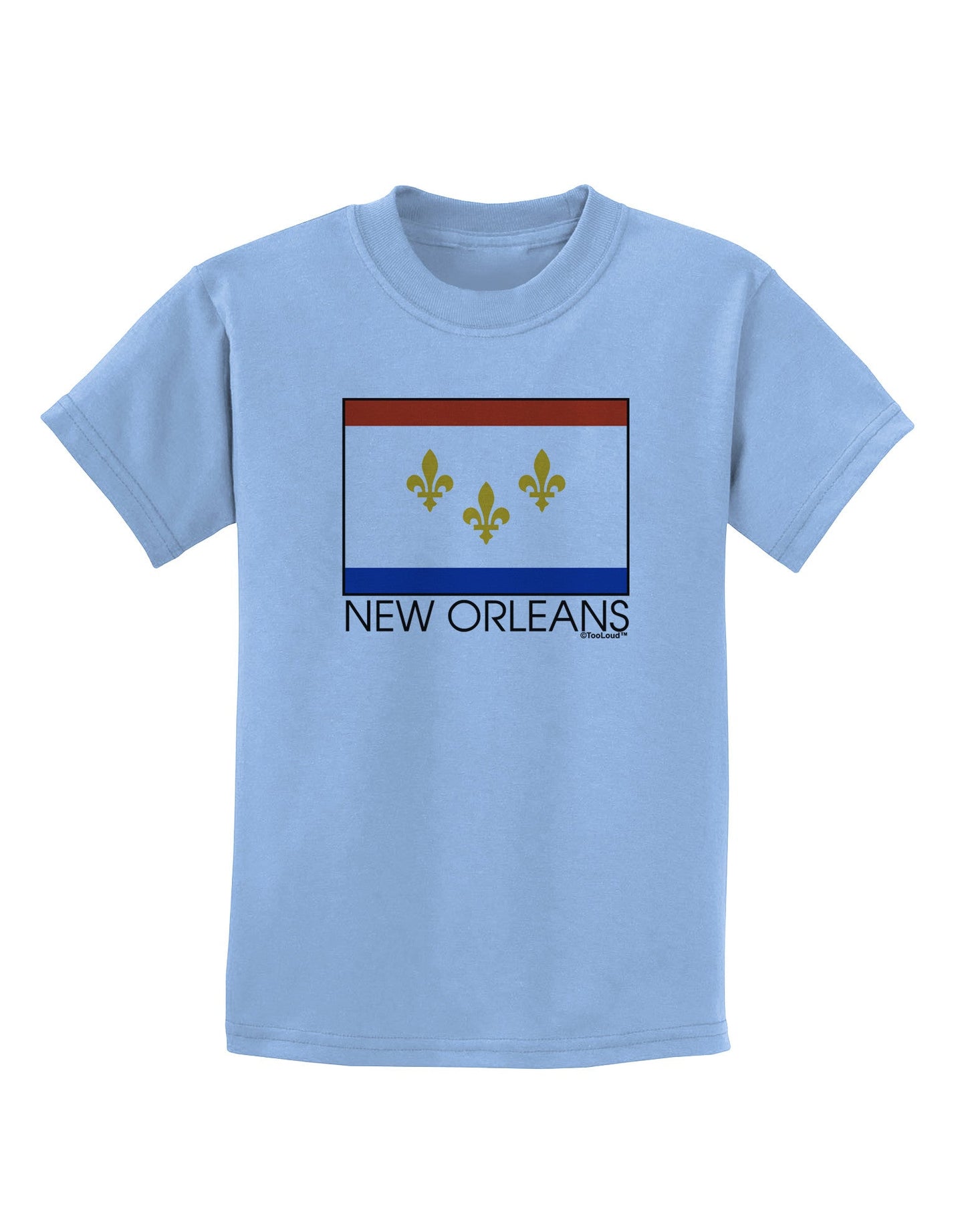 New Orleans Louisiana Flag Text Childrens T-Shirt-Childrens T-Shirt-TooLoud-Light-Blue-X-Small-Davson Sales