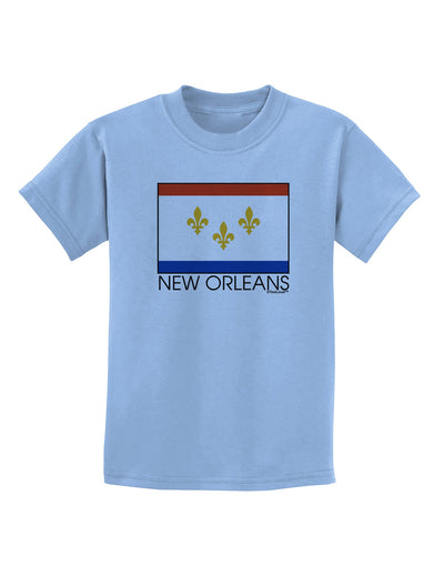 New Orleans Louisiana Flag Text Childrens T-Shirt-Childrens T-Shirt-TooLoud-Light-Blue-X-Small-Davson Sales