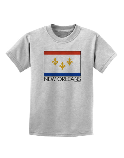 New Orleans Louisiana Flag Text Childrens T-Shirt-Childrens T-Shirt-TooLoud-AshGray-X-Small-Davson Sales