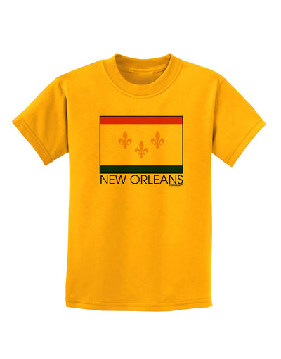 New Orleans Louisiana Flag Text Childrens T-Shirt-Childrens T-Shirt-TooLoud-Gold-X-Small-Davson Sales