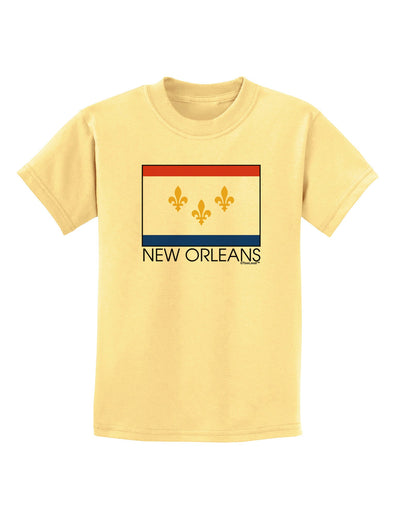 New Orleans Louisiana Flag Text Childrens T-Shirt-Childrens T-Shirt-TooLoud-Daffodil-Yellow-X-Small-Davson Sales